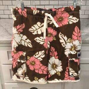 Aeropostale Board Shorts Mens Medium Tropical Brown Pink Pockets Mesh Line